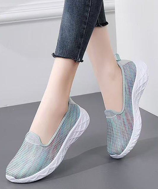 Purple Flat Shoes For Women Knit Fabric Unique Flat Feet Shoes