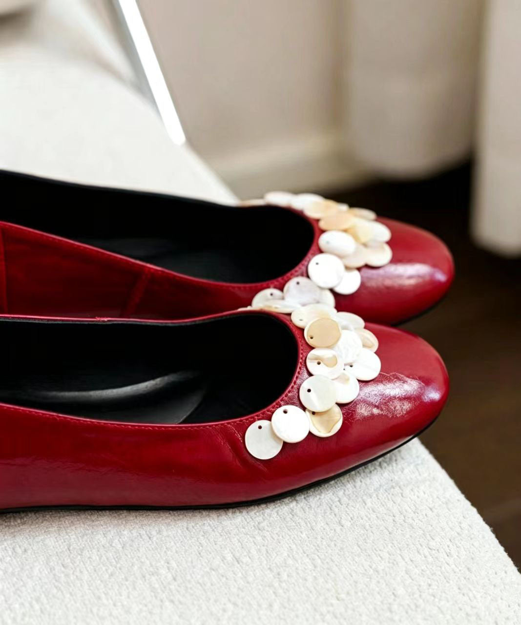 Red Flat Shoes Comfortable Women Flat Feet Shoes