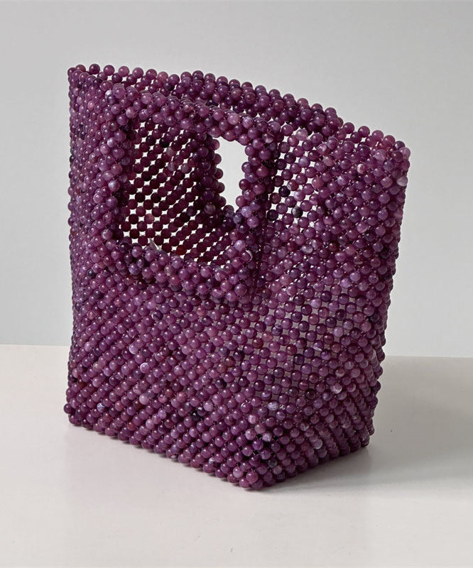 Retro Chinese Style Purple Resin Weave Tote Bag