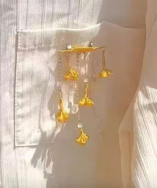 Retro Gold Copper Alloy Osmanthus Tassel Brooches
