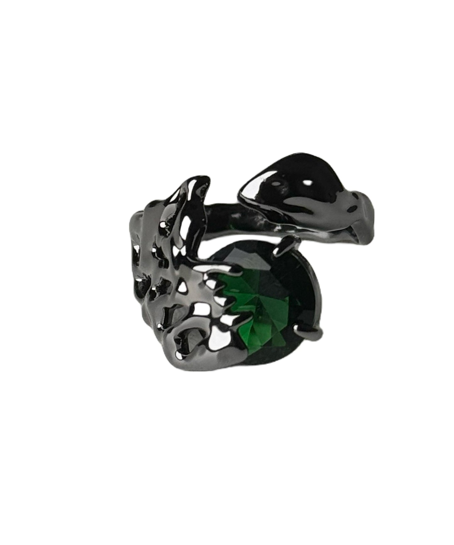 Retro Green Alloy Gem Stone Open Rings