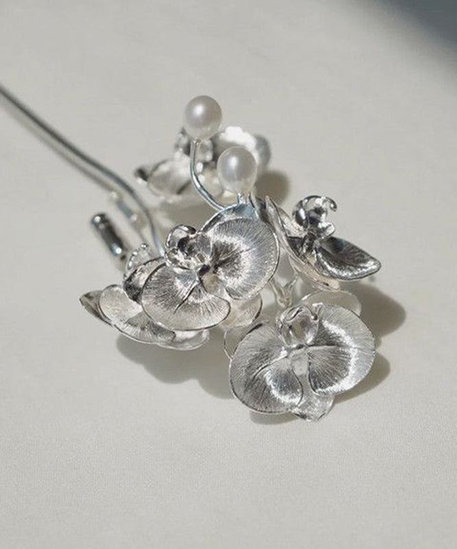 Retro Silk Alloy Phalaenopsis Pearl Brooches