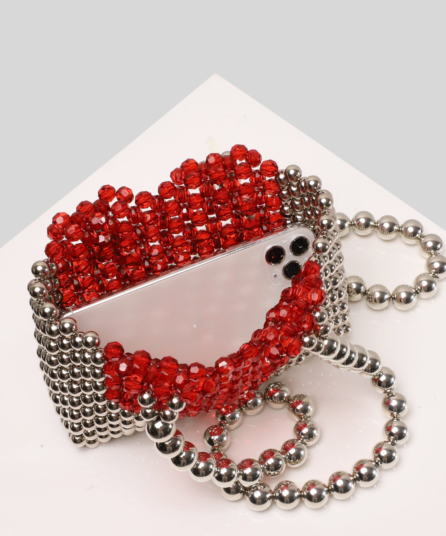 Retro Silvery Hollow Out Love Patchwork Beading Shoulder Handbag