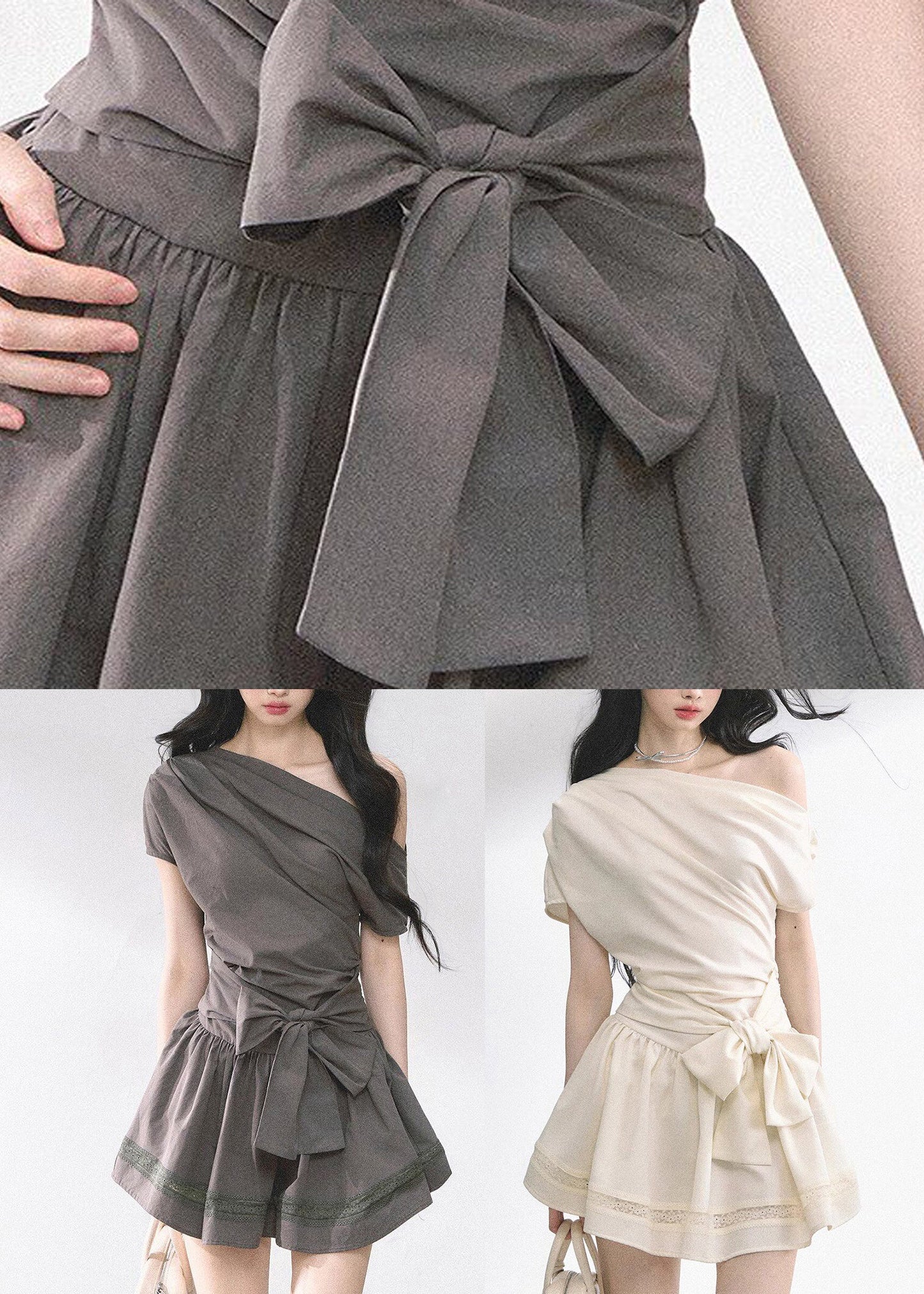 Sexy Dark Grey Asymmetrical One Shoulder Mid Dress Summer