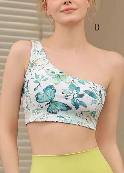 Sexy Print One Shoulder Sports Bra Tank Top