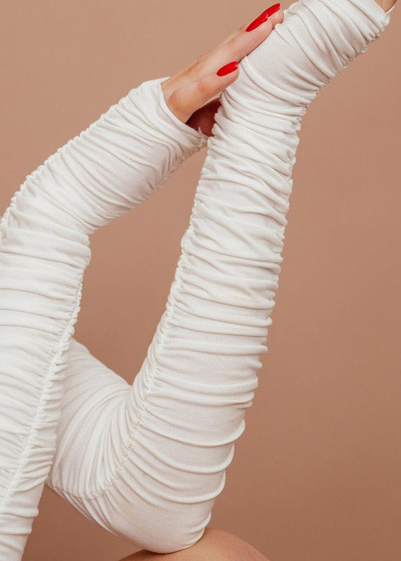 Sexy White Wrinkled Cold Shoulder Cotton Jumpsuits