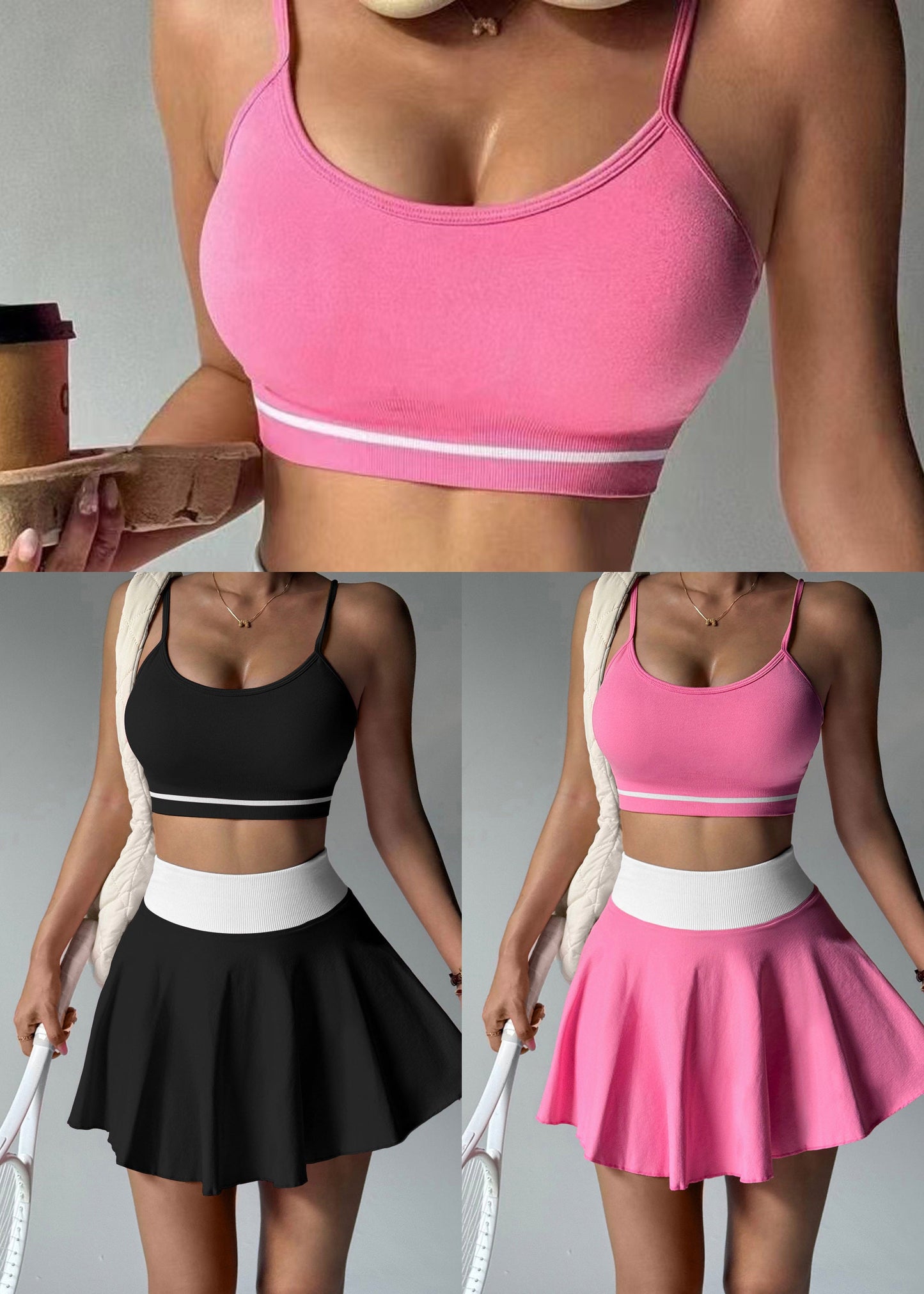 Silm Fit Black Tummy Control Cotton Womens Sports Sets