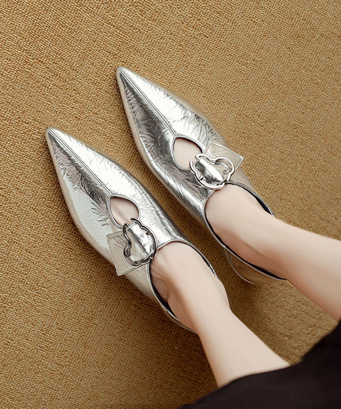 Silver Hollow Out Pointed Toe 2026 New Low Heel Shoes