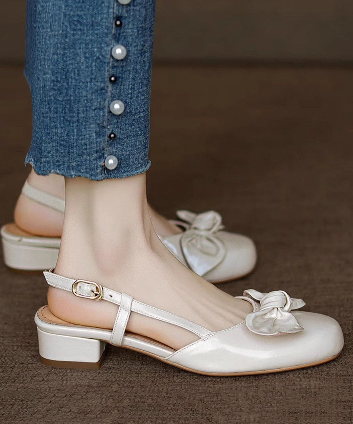 Silvery Sandals Faux Leather Boutique Bow Sandals