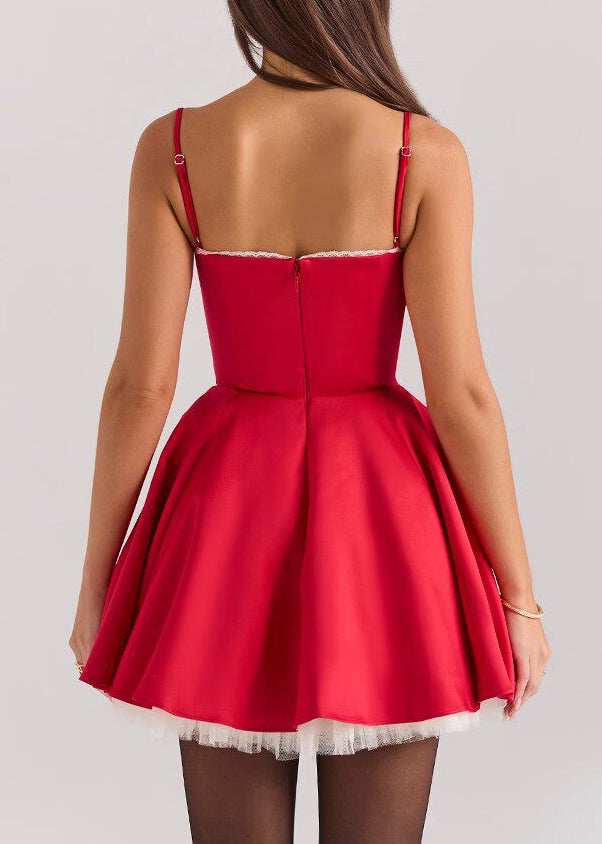 Simple Black Tulle Patchwork Mini Spaghetti Strap Dress Summer
