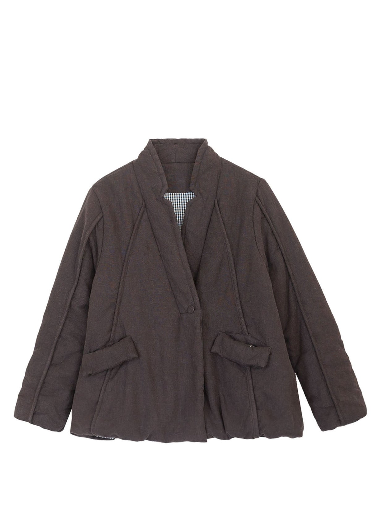 Simple Brown Oversized Fine Cotton Filled Trench Winter