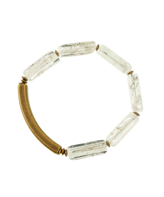 Simple Square Bar White Crystal Unisex Bracelet