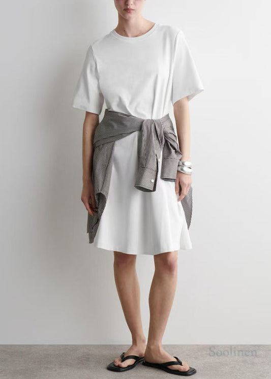 Simple White Oversized Cotton Day Dresses Summer