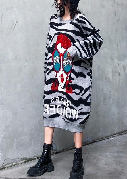 Simple black print Sweater Aesthetic Street Style o neck Art knitwear - SooLinen