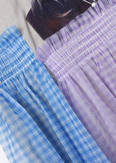 Simple Cinched o neck cotton Long Shirts Work Outfits gray patchwork cotton Dress summer - SooLinen