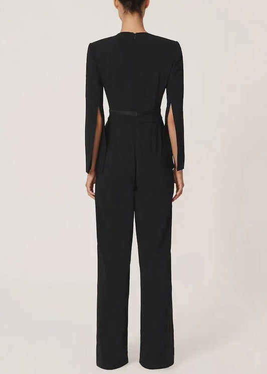 Slim Fie Black Tulle Patchwork Jumpsuits Flare Sleeve