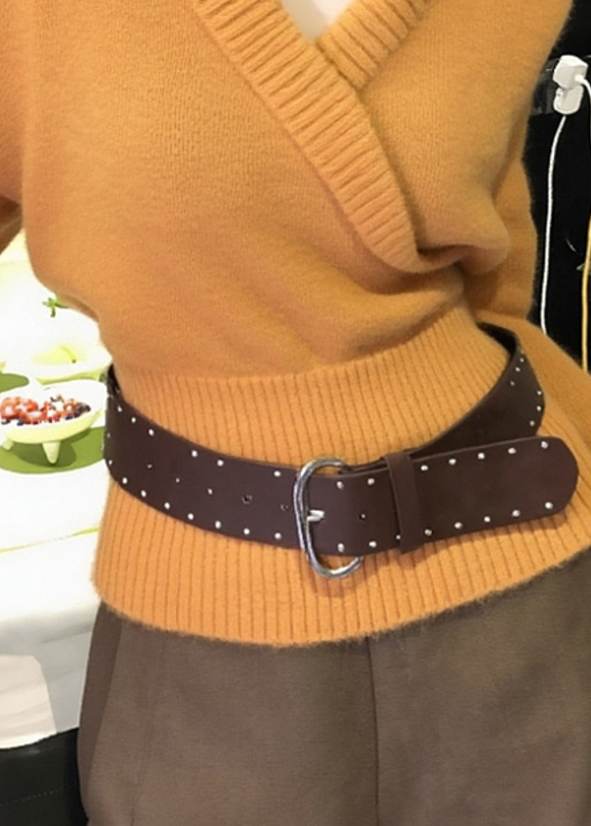 Slim Fit Orange V Neck Cozy Knit Sweater Spring