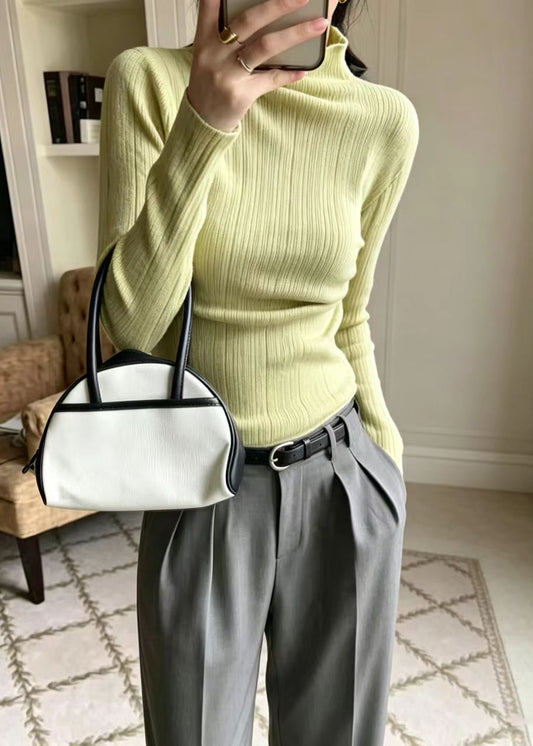 Slim Fit Pink Mock Neck Base Layer Knit Top Fall