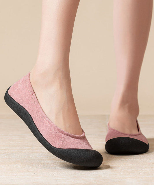 Splicing Pink Flat Shoes For Women Comfortable Flat Shoes