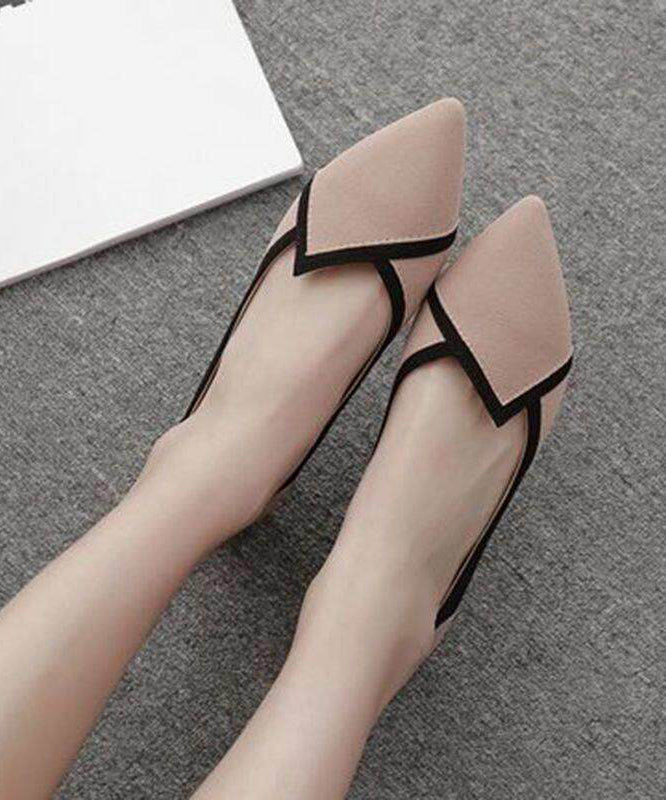 Splicing Pink Flat Shoes For Women Pointed Toe Flat Feet Shoes