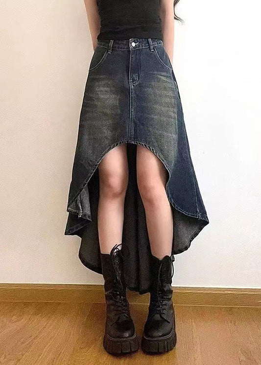 Style Blue Asymmetrical Design Denim Skirt Spring