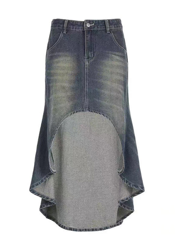 Style Blue Asymmetrical Design Denim Skirt Spring