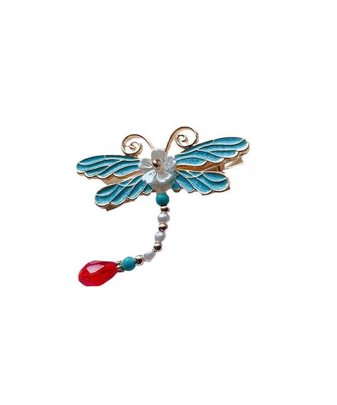 Style Blue Sterling Silver Overgild Dragonfly Hairpin