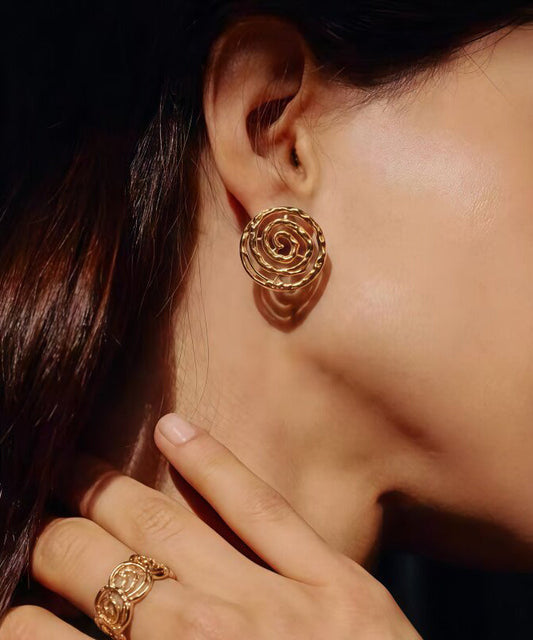 Style Gold Copper Overgild Hollow Out Stud Earrings