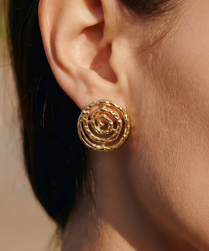 Style Gold Copper Overgild Hollow Out Stud Earrings
