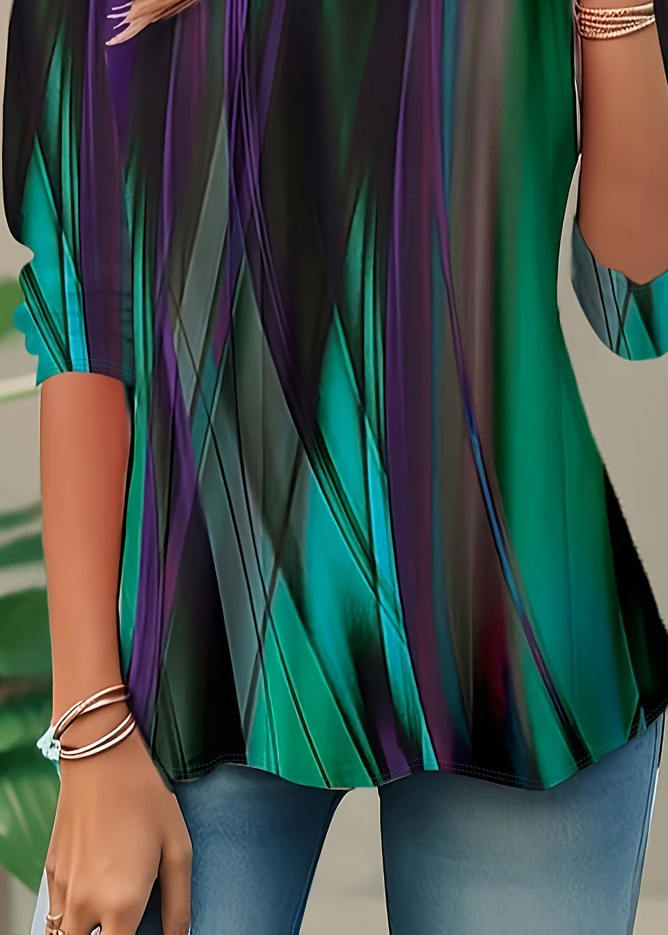 Style Green O Neck Print Loose Cotton Shirt Top Summer