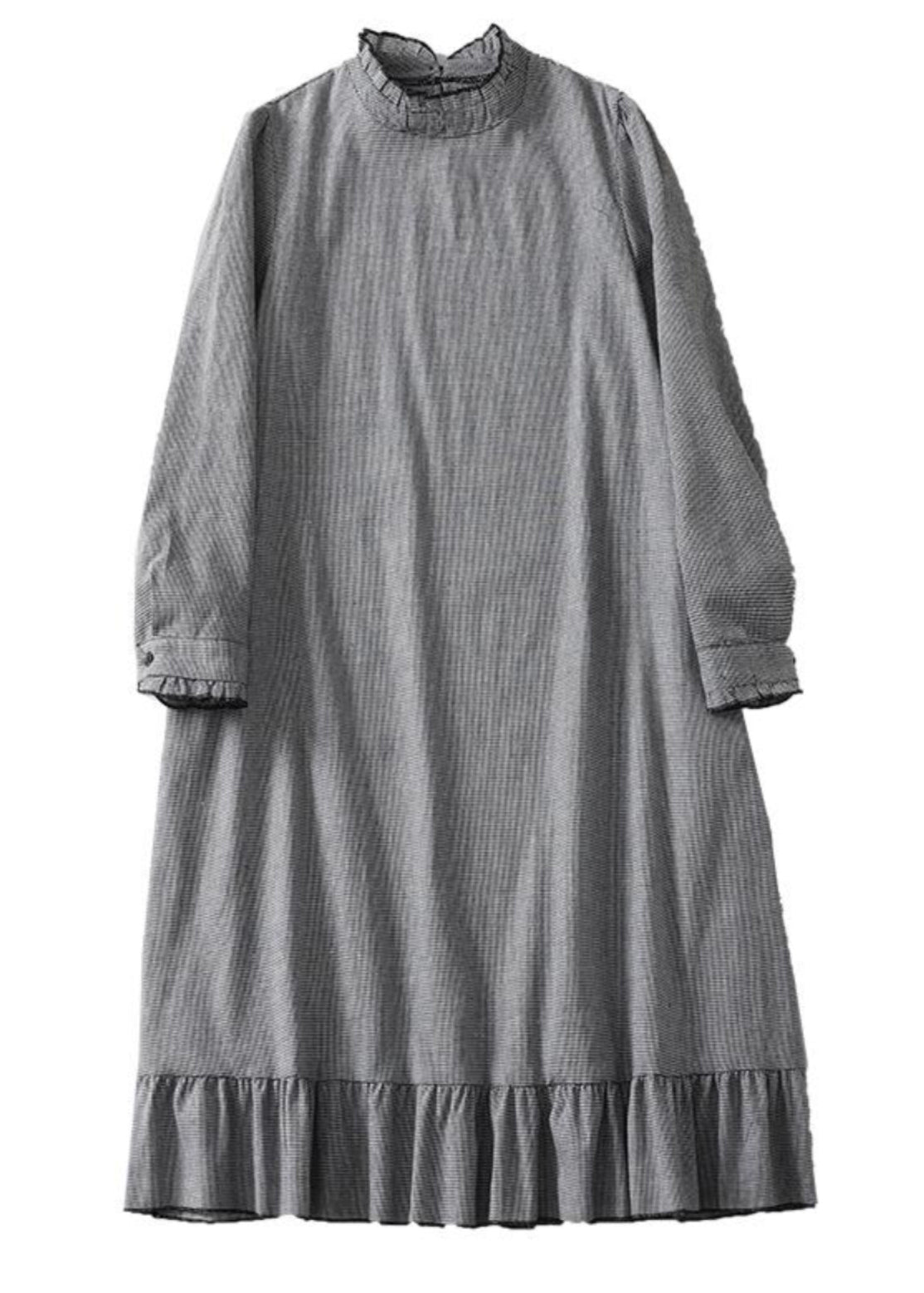 Style Grey Ruffled Patchwork Cotton Maxi Dresses Spring