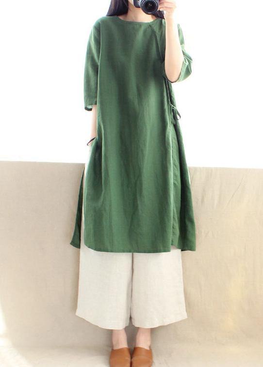 Style O Neck Half Sleeve Clothes Photography Green Dress - SooLinen