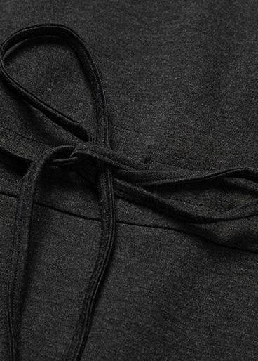 Style black cotton clothes high neck cotton robes side open Dresses - SooLinen