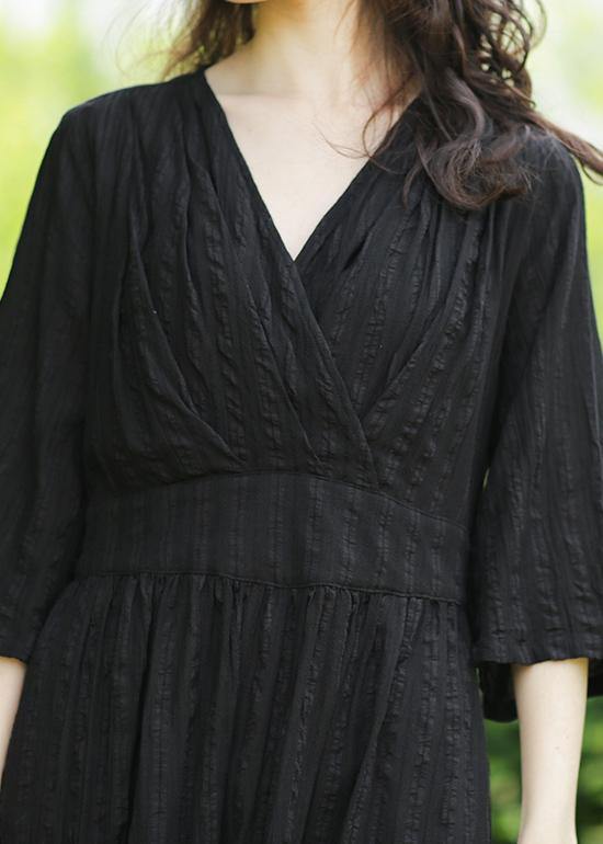 Style v neck tie waist linen clothes Fashion Ideas burgundy Dresses - SooLinen