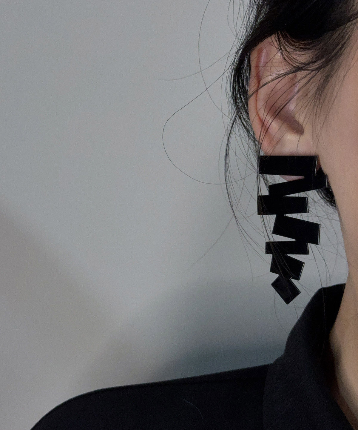 Stylish Black Alloy Asymmetrical Drop Earrings