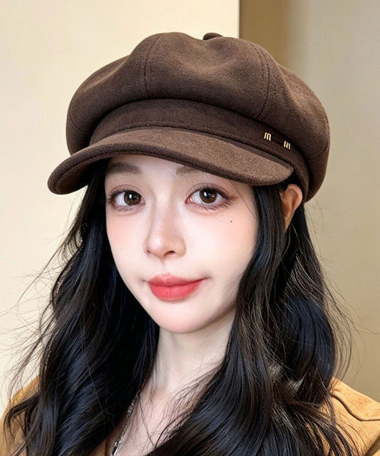 Stylish Black Patchwork Faux Suede Breton Hat