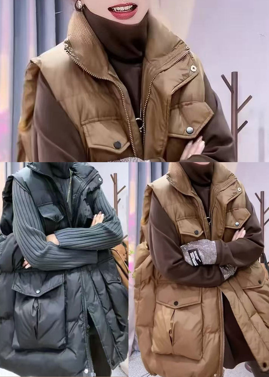 Stylish Brown Oversized Fine Cotton Filled Puffers Vest Winter