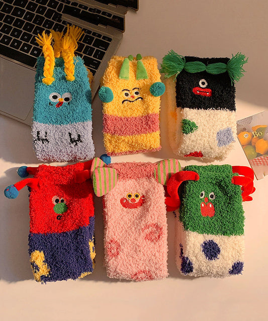 Stylish Cartoon Jacquard Fuzzy Fur Fluffy Mid Calf Socks