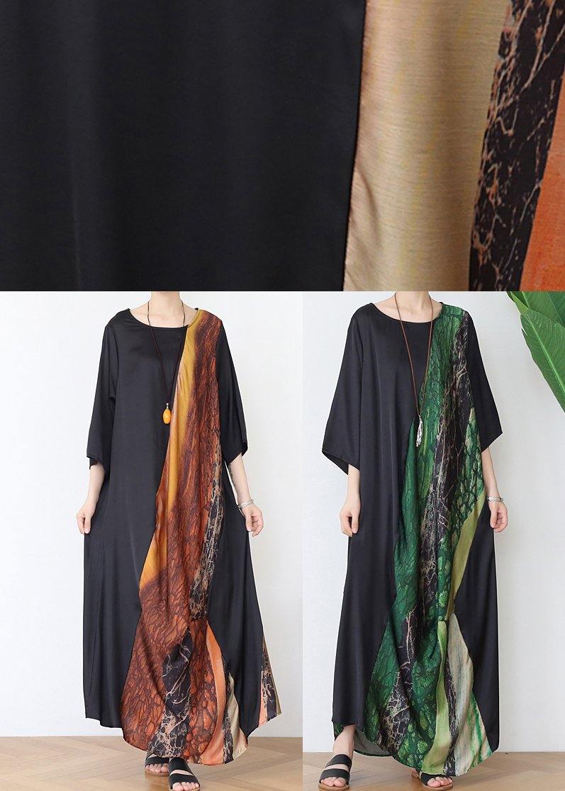 Stylish Chocolate Print Chiffon Loose Summer Vacation Dresses - SooLinen