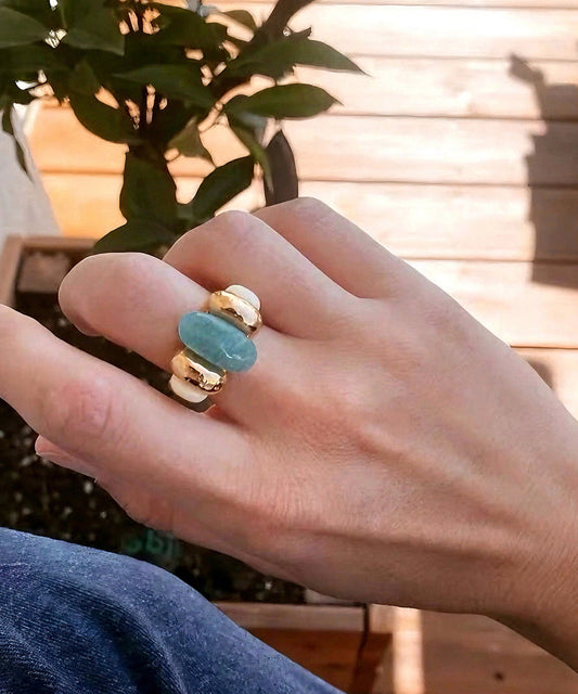 Stylish Golden High Quality Jade Women Ring