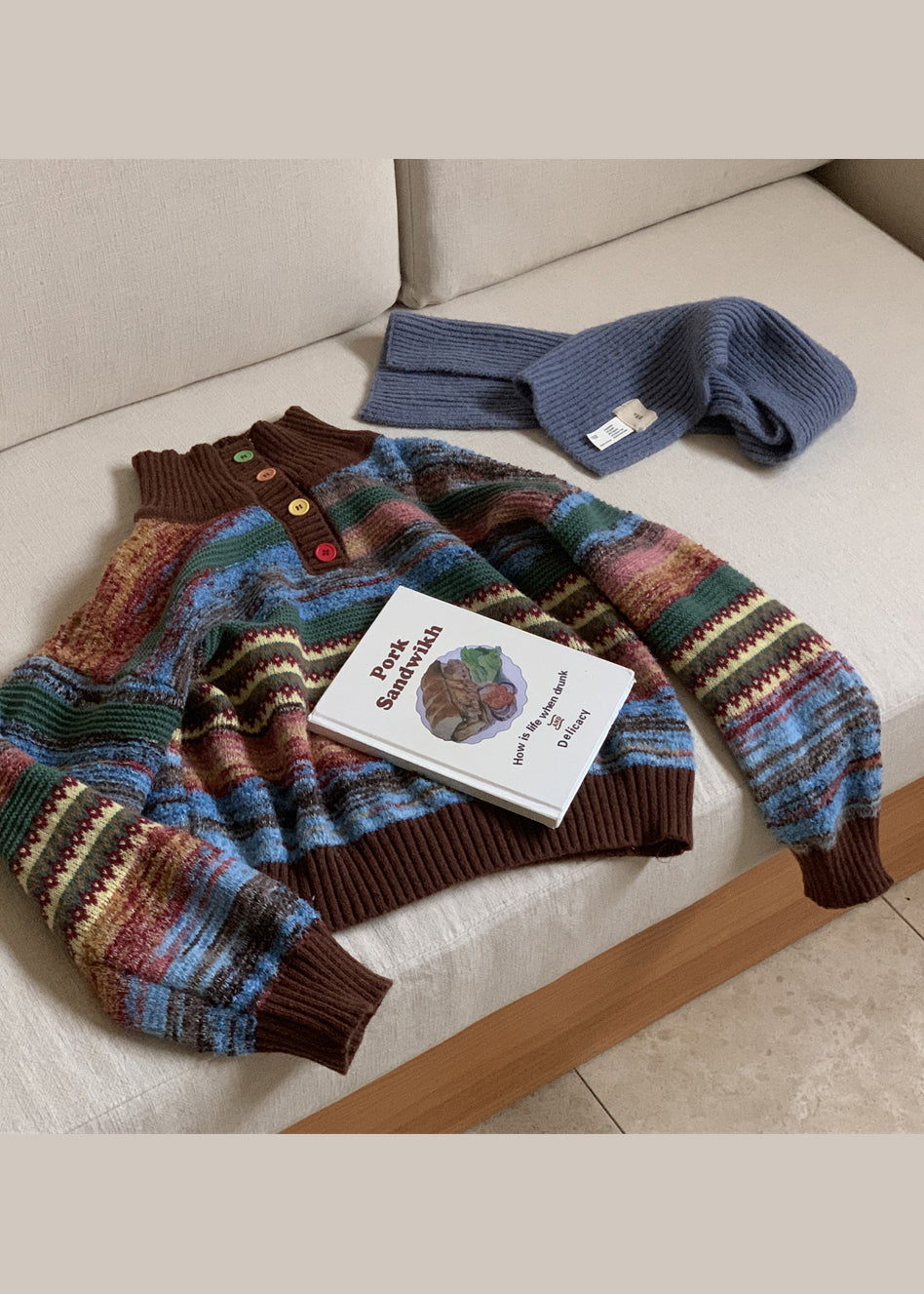 Stylish Hign Neck Striped Knit Short Sweater Winter