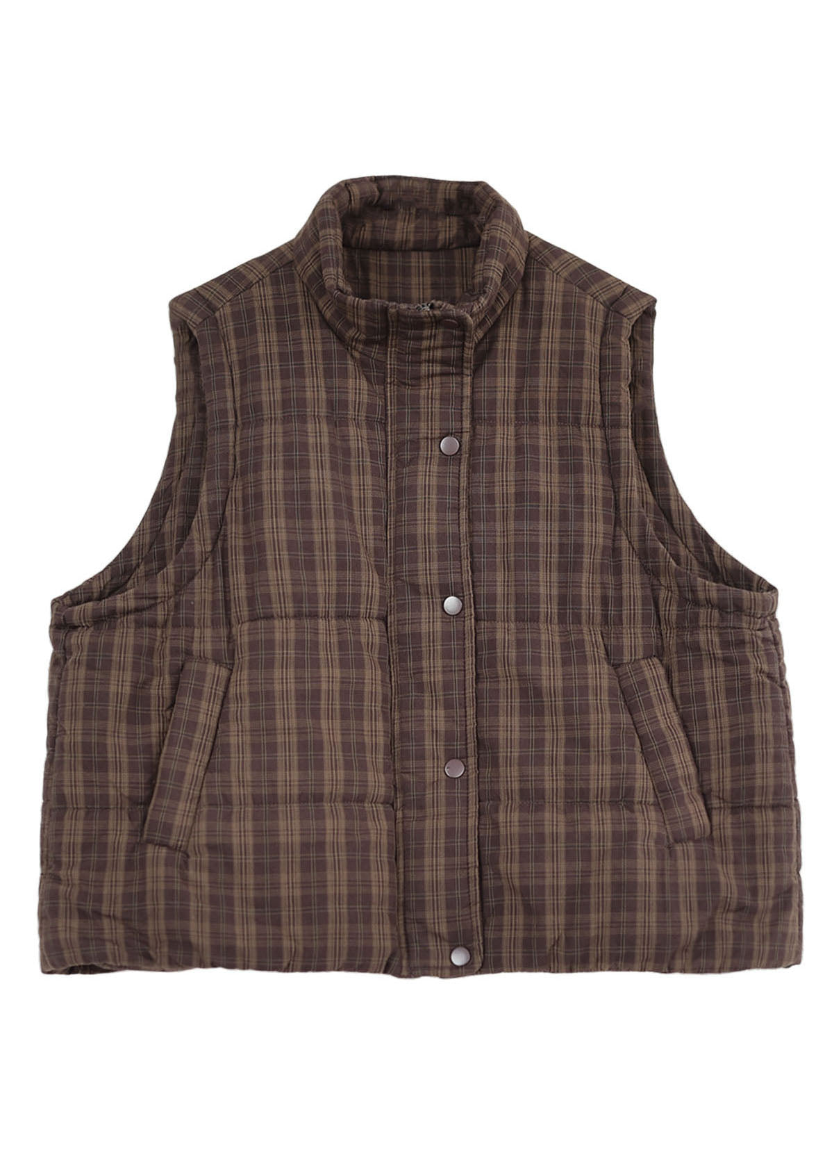 Stylish Red Plaid Thick Fine Cotton Filled Vests Winter