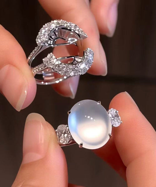 Stylish Silk Alloy Zircon Crystal Rings Two-Piece Set