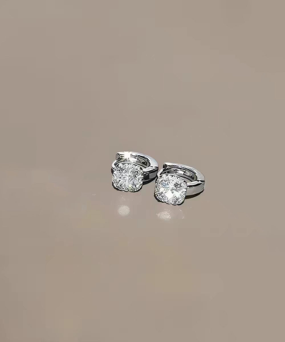 Stylish Silk Alloy Zircon Silver Needle Stud Earrings