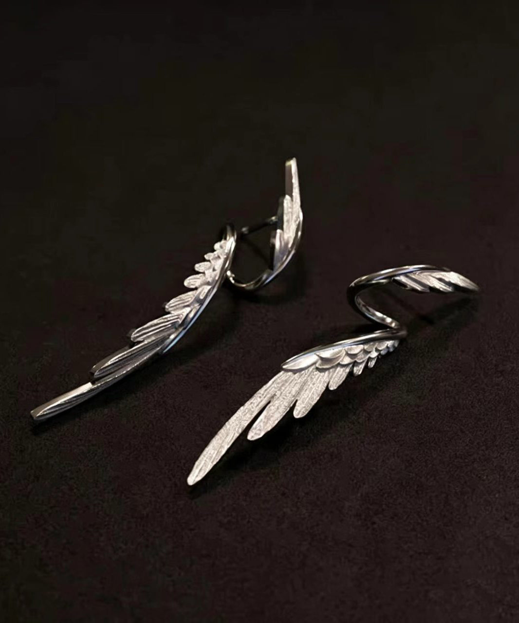 Stylish Silk Silver-Plated Alloy Wing Drop Earrings