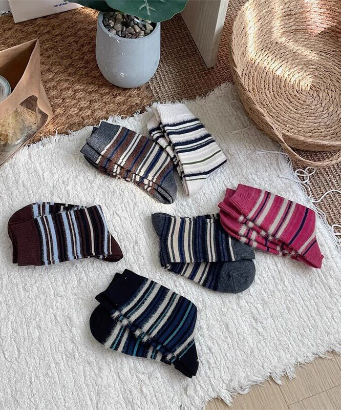 Stylish Striped Cozy Mid Calf Socks Autumn
