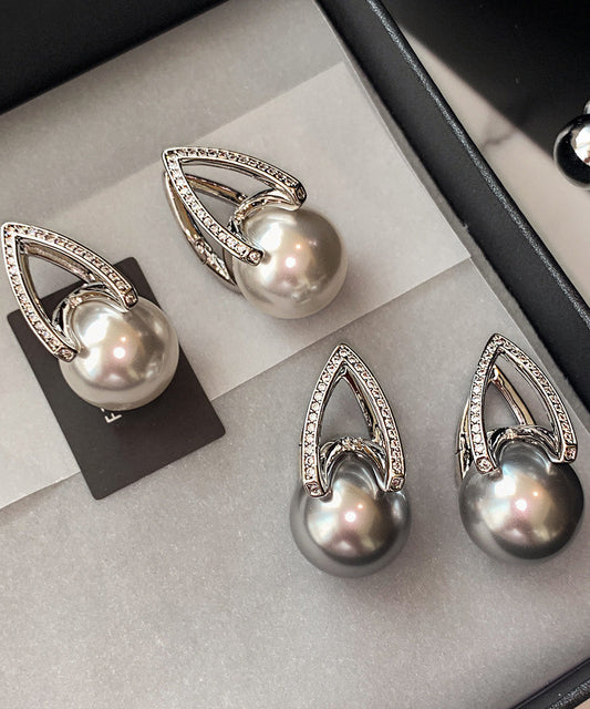 Stylish White Pearl High Quality Zircon Drop Earrings
