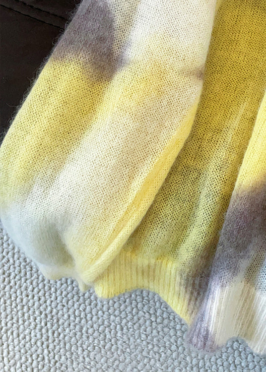 Stylish Yellow O Neck Cozy Thin Knit Sweater Fall