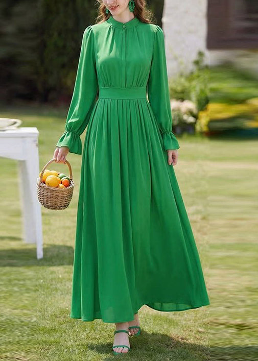 Stylish Yellow Stand Collar Patchwork Chiffon Dresses Long Sleeve