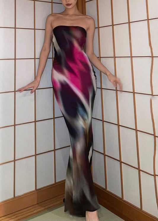 Summer Sexy Alim Fit Strapless Printed High Waisted Dress